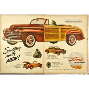 Ford Sportsman Convertible "Something Really New!"  2-page Vintage Print Ad 1946